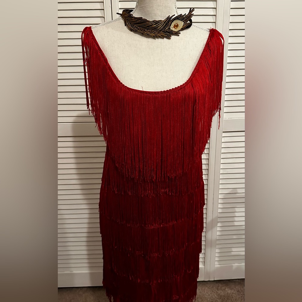 Beautiful red flapper dress WITH head band from Etsy